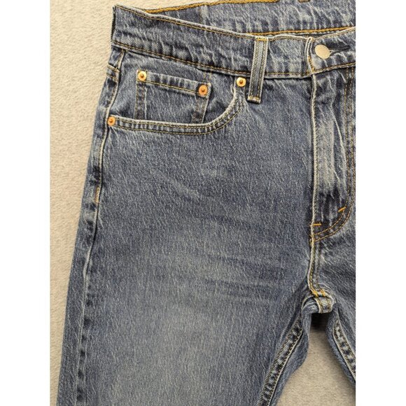 Levis Jeans Mens 33x32 Blue 502 Taper Stretch Distressed Zip Fly 29507-0390 - Picture 2 of 14